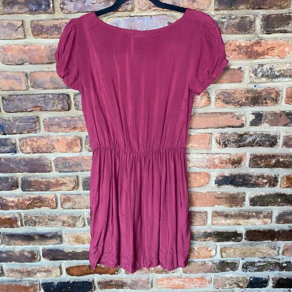 Saint & Noble Maroon Red Rayon Short Sleeve Mini Dress Women's Size Small - Picture 4 of 5